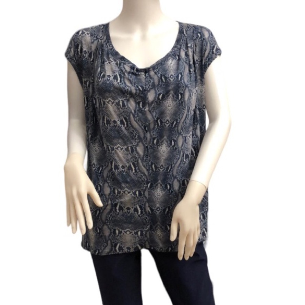 BCBGMAXAZRIA Hera Blue Snake Print Tee Extra Small